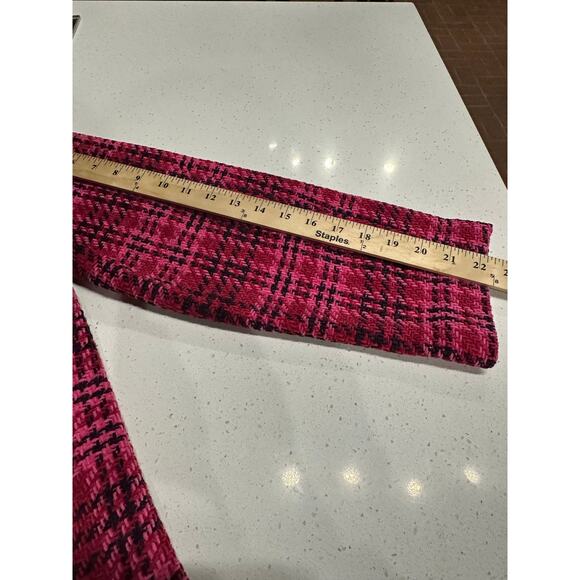 J Jill Chenille Tweed Chenille Open Front Blazer Jacket Pink Red Pockets S Tall - Picture 11 of 12